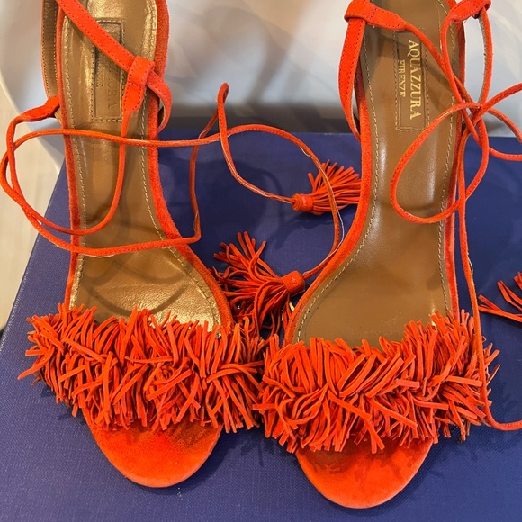 Coveted Red/Clementine Aquazzura Wild Thing Sandal Heel - Picture 6 of 9
